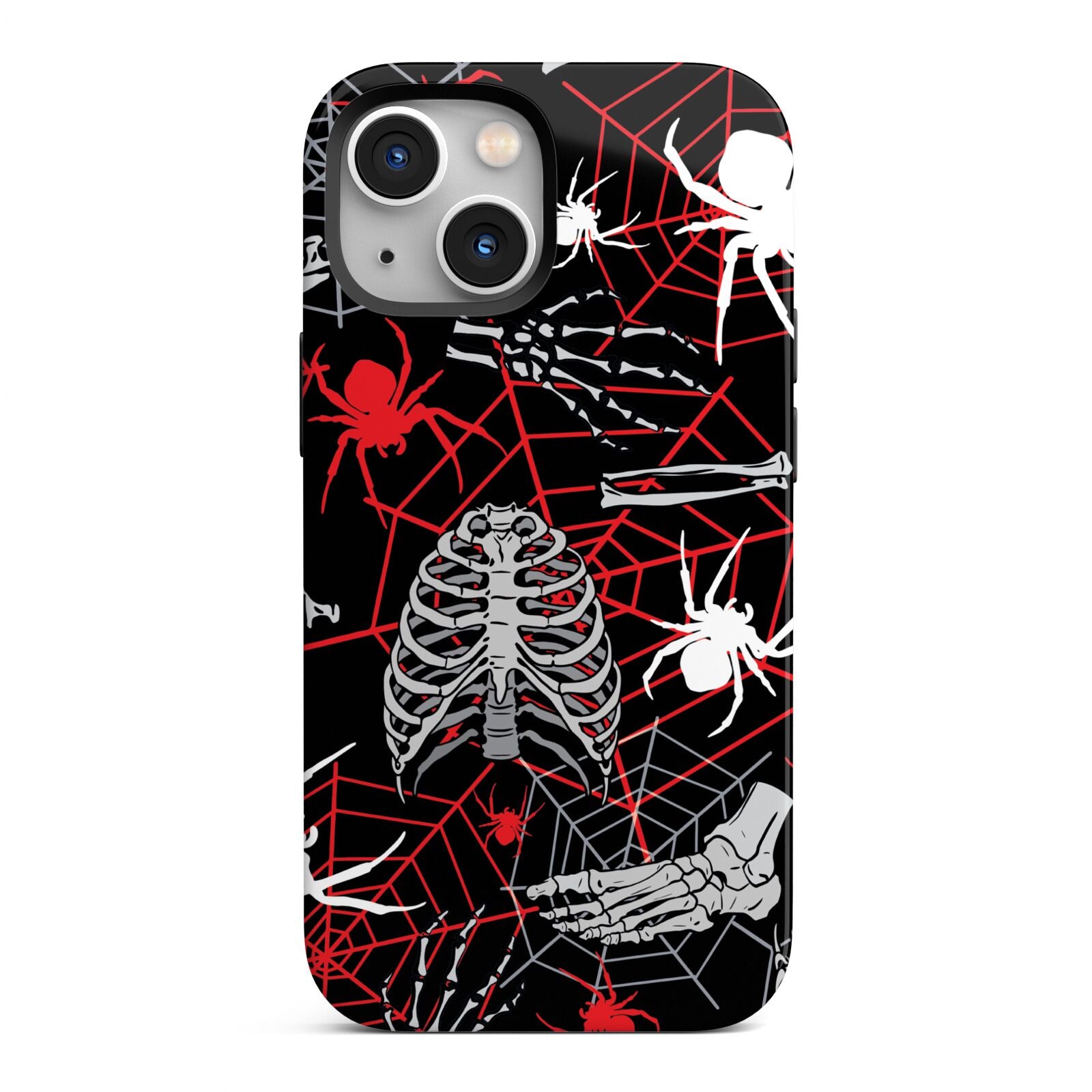 Grey and Red Cobwebs iPhone 13 Mini Full Wrap 3D Tough Case