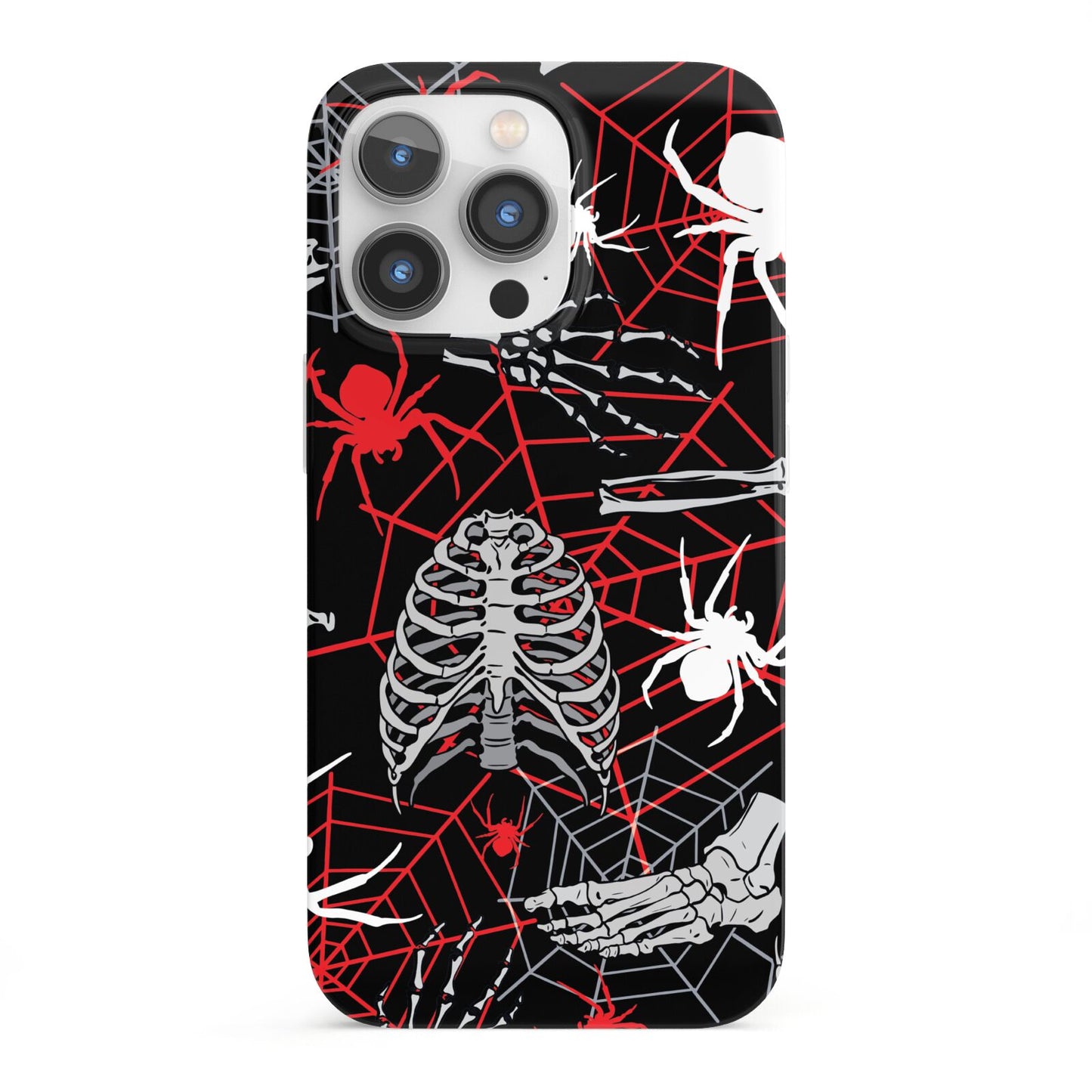Grey and Red Cobwebs iPhone 13 Pro Full Wrap 3D Snap Case