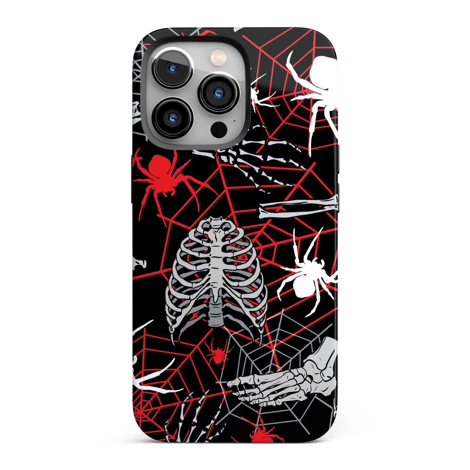 Grey and Red Cobwebs iPhone 13 Pro Full Wrap 3D Tough Case