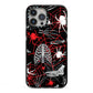 Grey and Red Cobwebs iPhone 13 Pro Max Black Impact Case on Silver phone