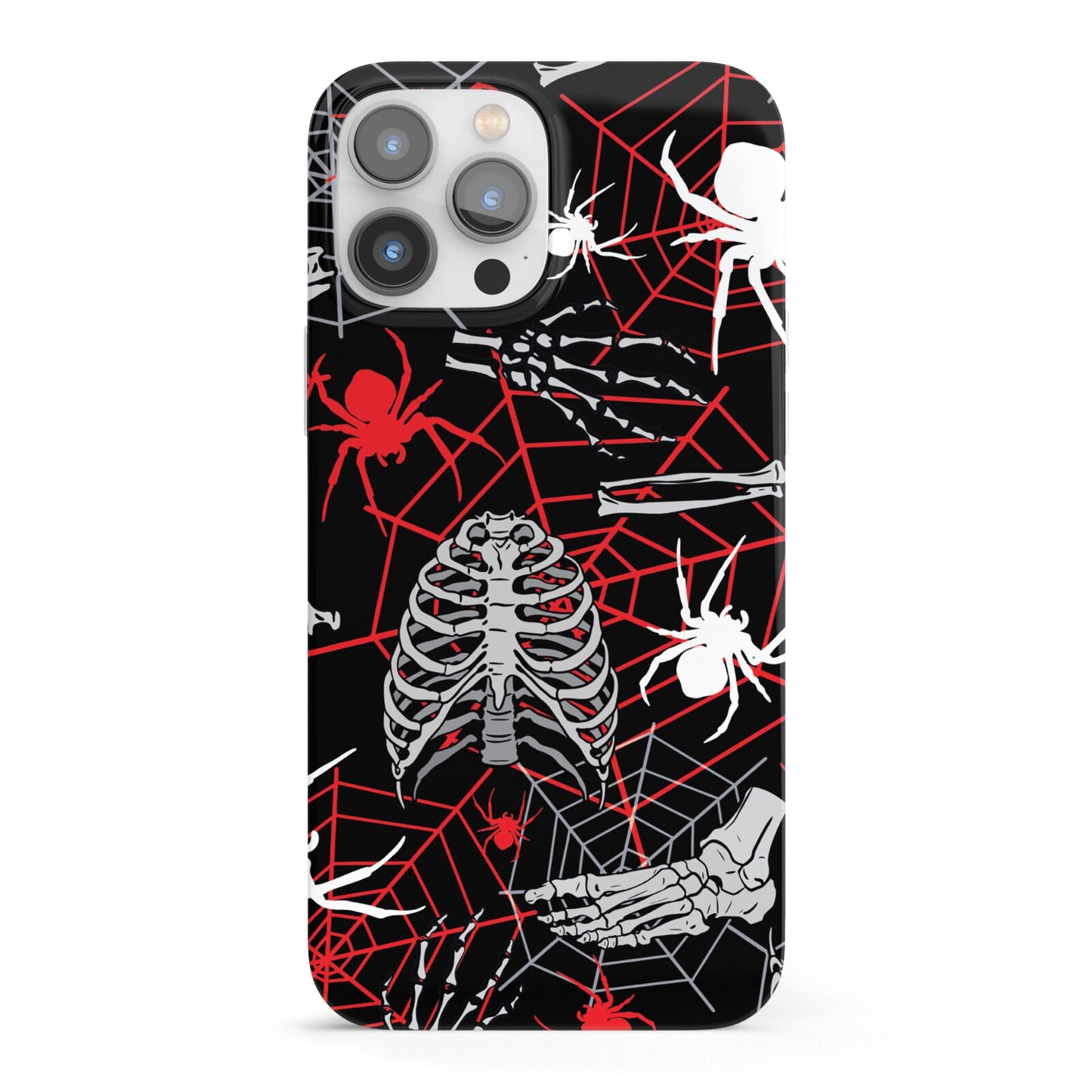 Grey and Red Cobwebs iPhone 13 Pro Max Full Wrap 3D Snap Case