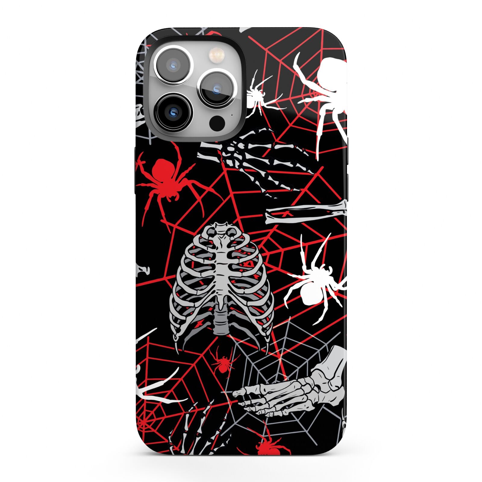Grey and Red Cobwebs iPhone 13 Pro Max Full Wrap 3D Tough Case