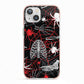 Grey and Red Cobwebs iPhone 13 TPU Impact Case with Pink Edges