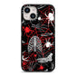Grey and Red Cobwebs iPhone 14 Black Impact Case on Silver phone