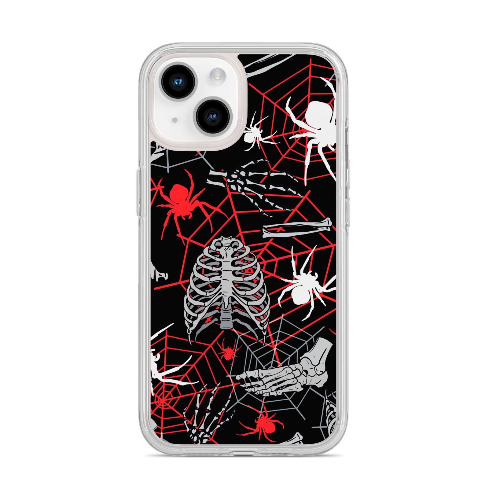 Grey and Red Cobwebs iPhone 14 Clear Tough Case Starlight