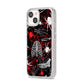 Grey and Red Cobwebs iPhone 14 Glitter Tough Case Starlight Angled Image