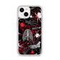 Grey and Red Cobwebs iPhone 14 Glitter Tough Case Starlight