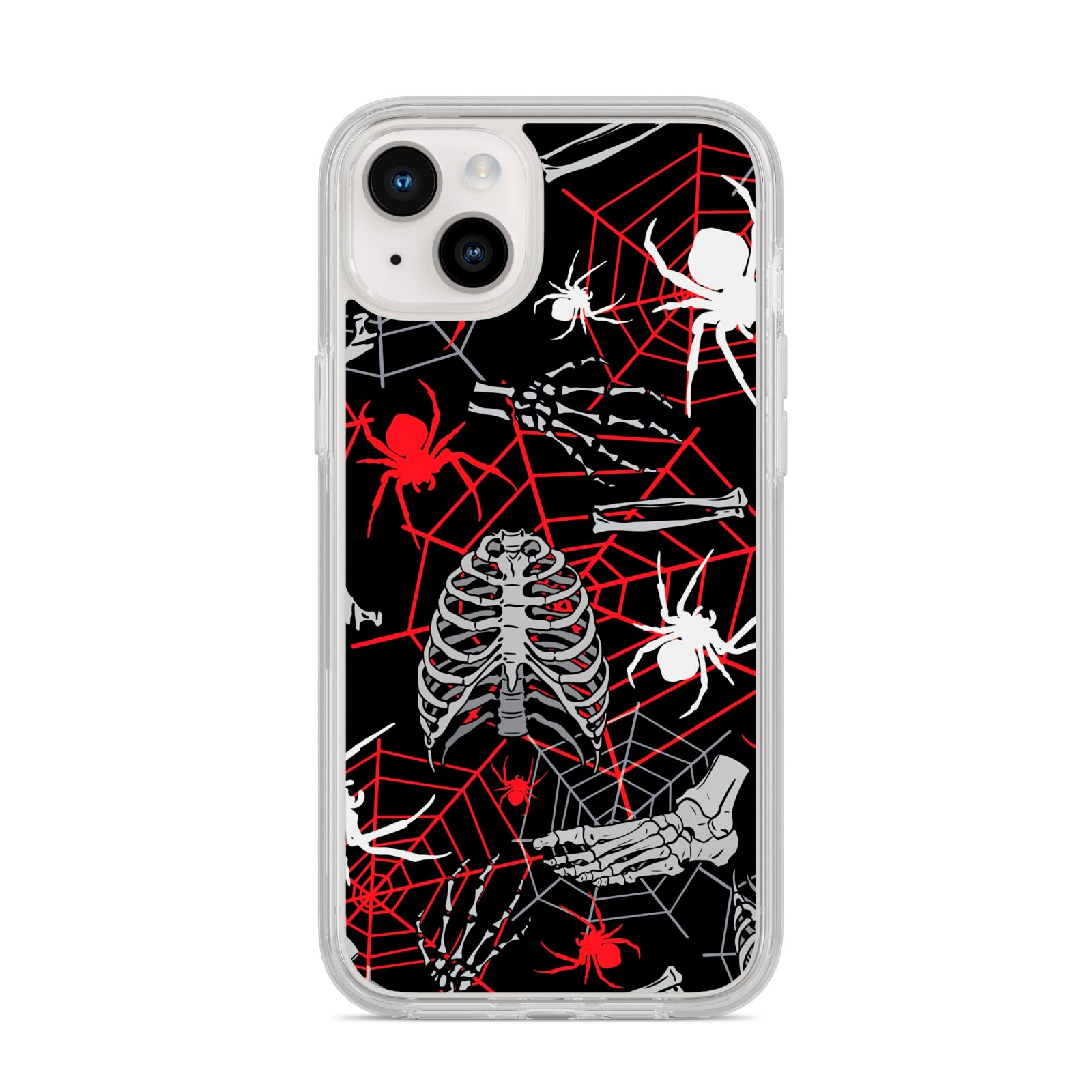 Grey and Red Cobwebs iPhone 14 Plus Clear Tough Case Starlight