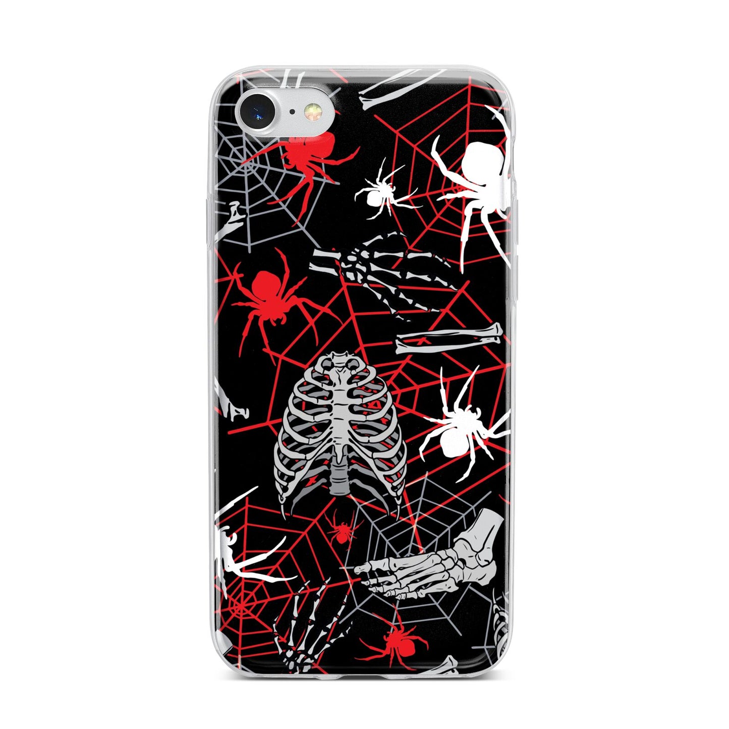 Grey and Red Cobwebs iPhone 7 Bumper Case on Silver iPhone