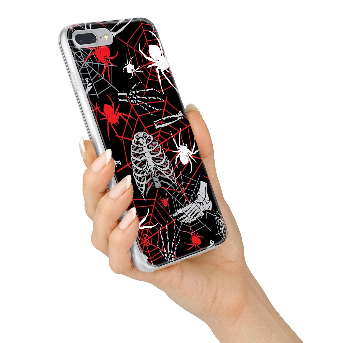 Grey and Red Cobwebs iPhone 7 Plus Bumper Case on Silver iPhone Alternative Image