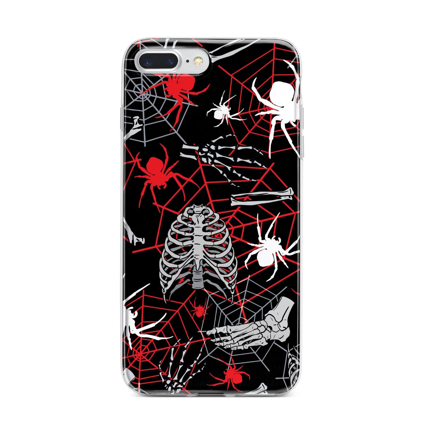 Grey and Red Cobwebs iPhone 7 Plus Bumper Case on Silver iPhone