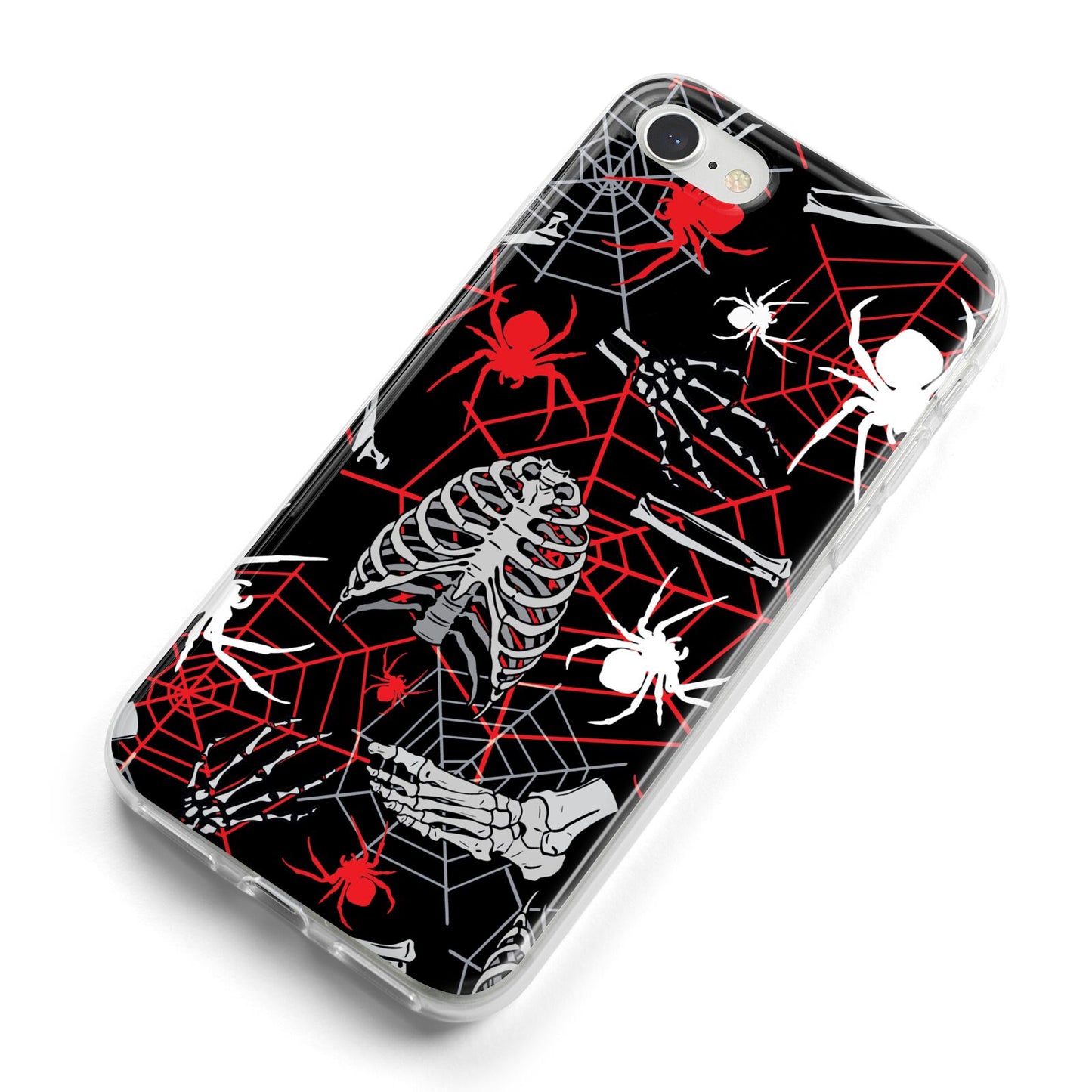 Grey and Red Cobwebs iPhone 8 Bumper Case on Silver iPhone Alternative Image
