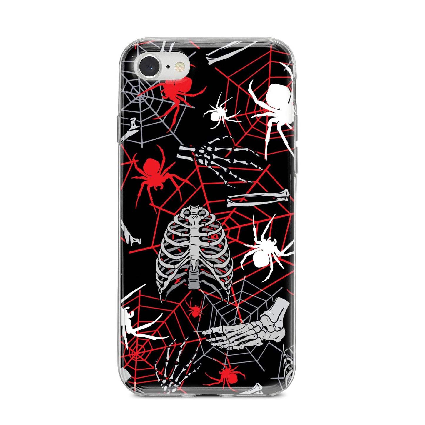Grey and Red Cobwebs iPhone 8 Bumper Case on Silver iPhone