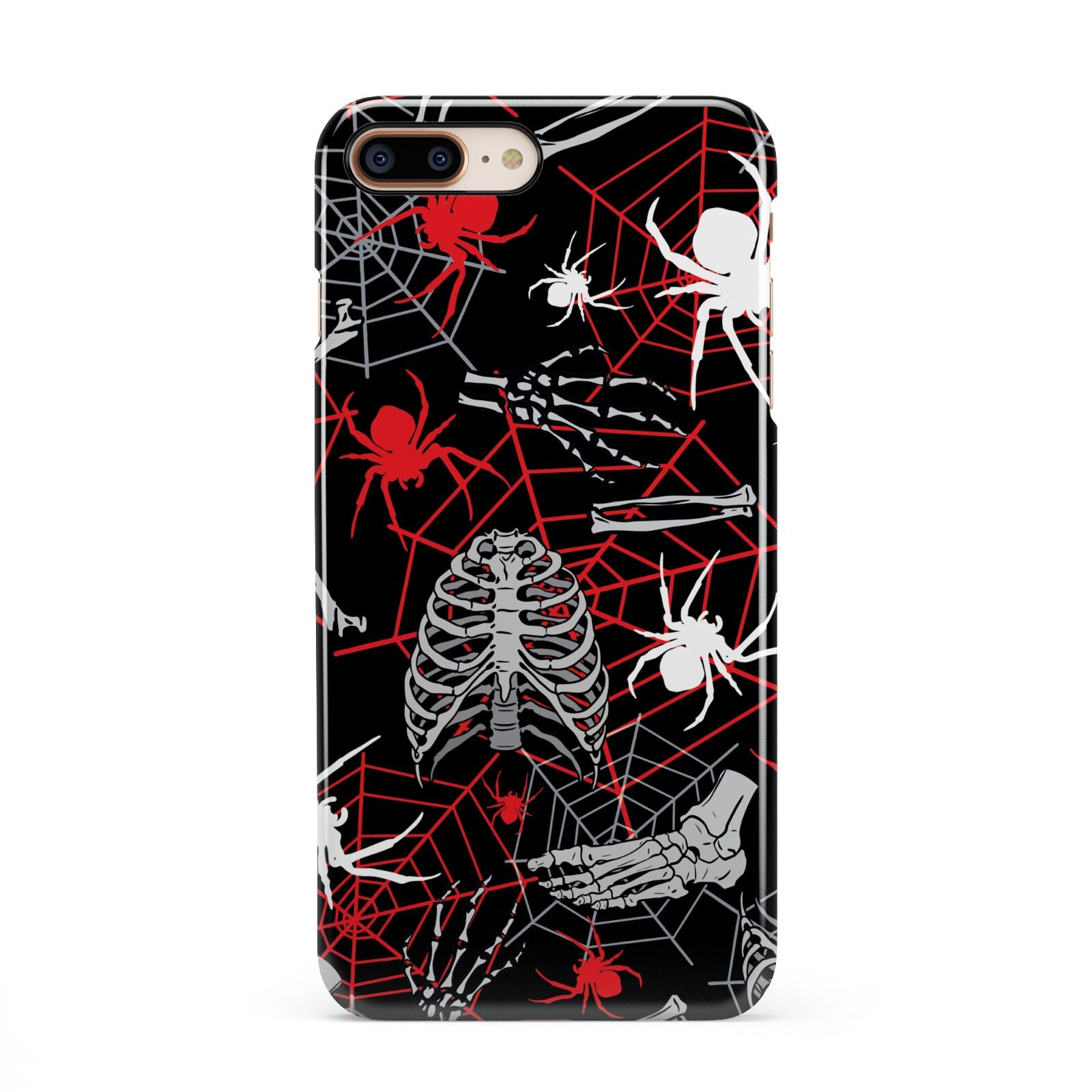 Grey and Red Cobwebs iPhone 8 Plus 3D Snap Case on Gold Phone