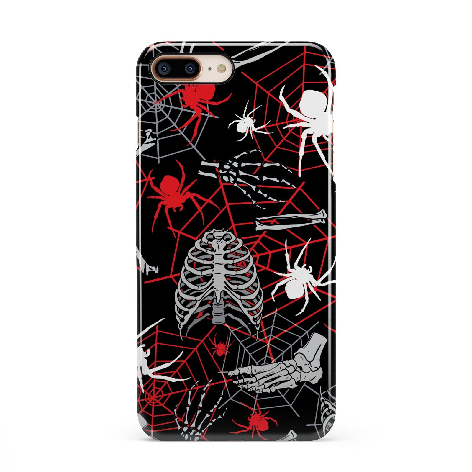 Grey and Red Cobwebs iPhone 8 Plus 3D Snap Case on Gold Phone