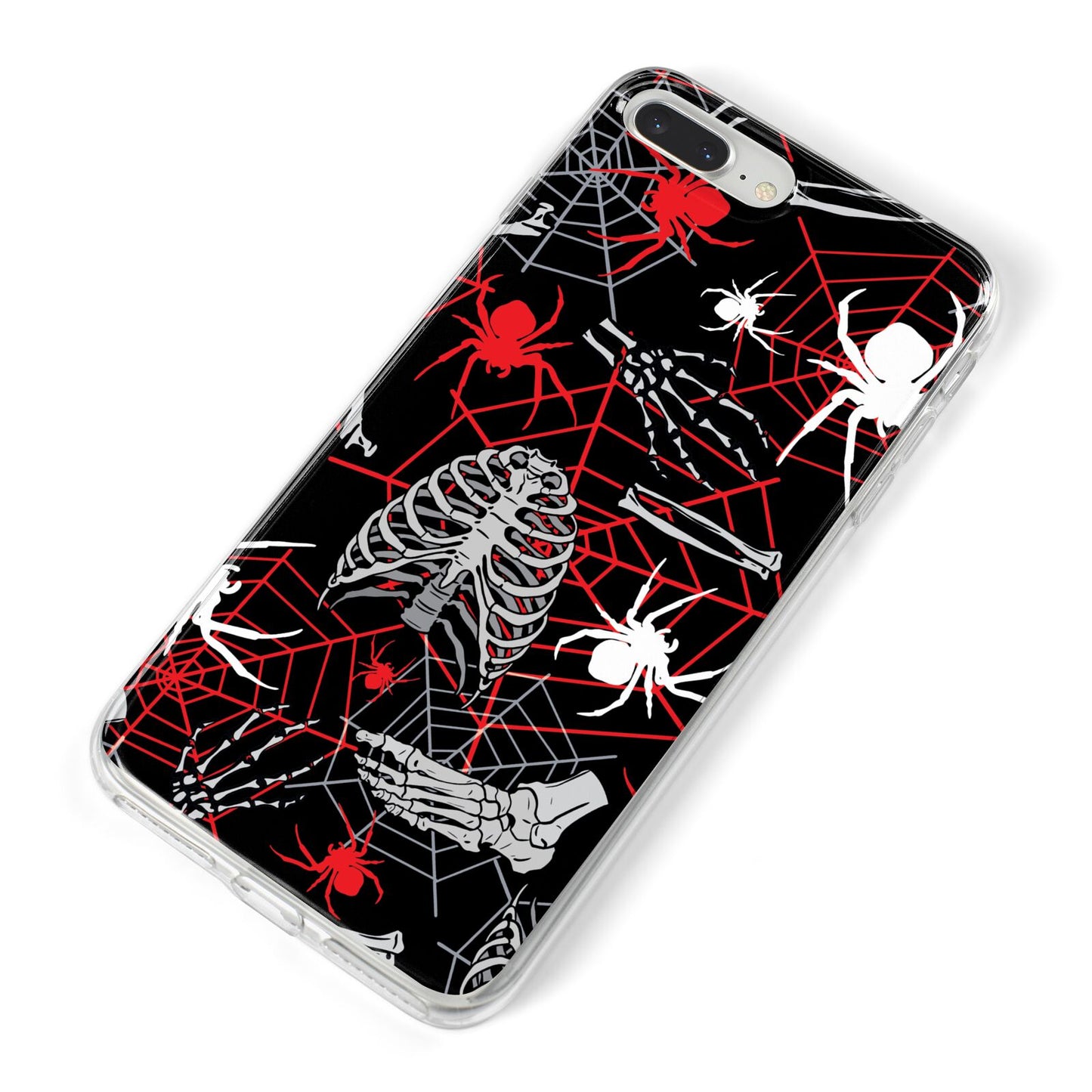 Grey and Red Cobwebs iPhone 8 Plus Bumper Case on Silver iPhone Alternative Image