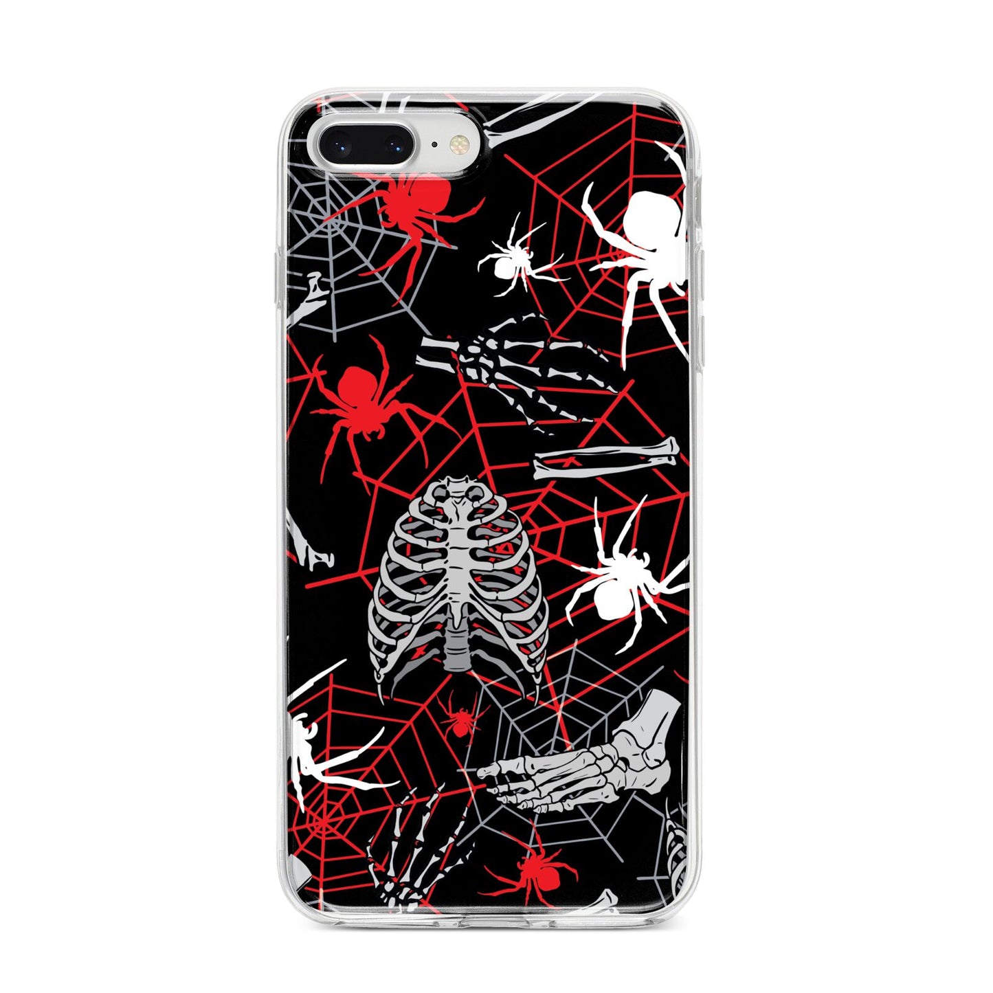 Grey and Red Cobwebs iPhone 8 Plus Bumper Case on Silver iPhone