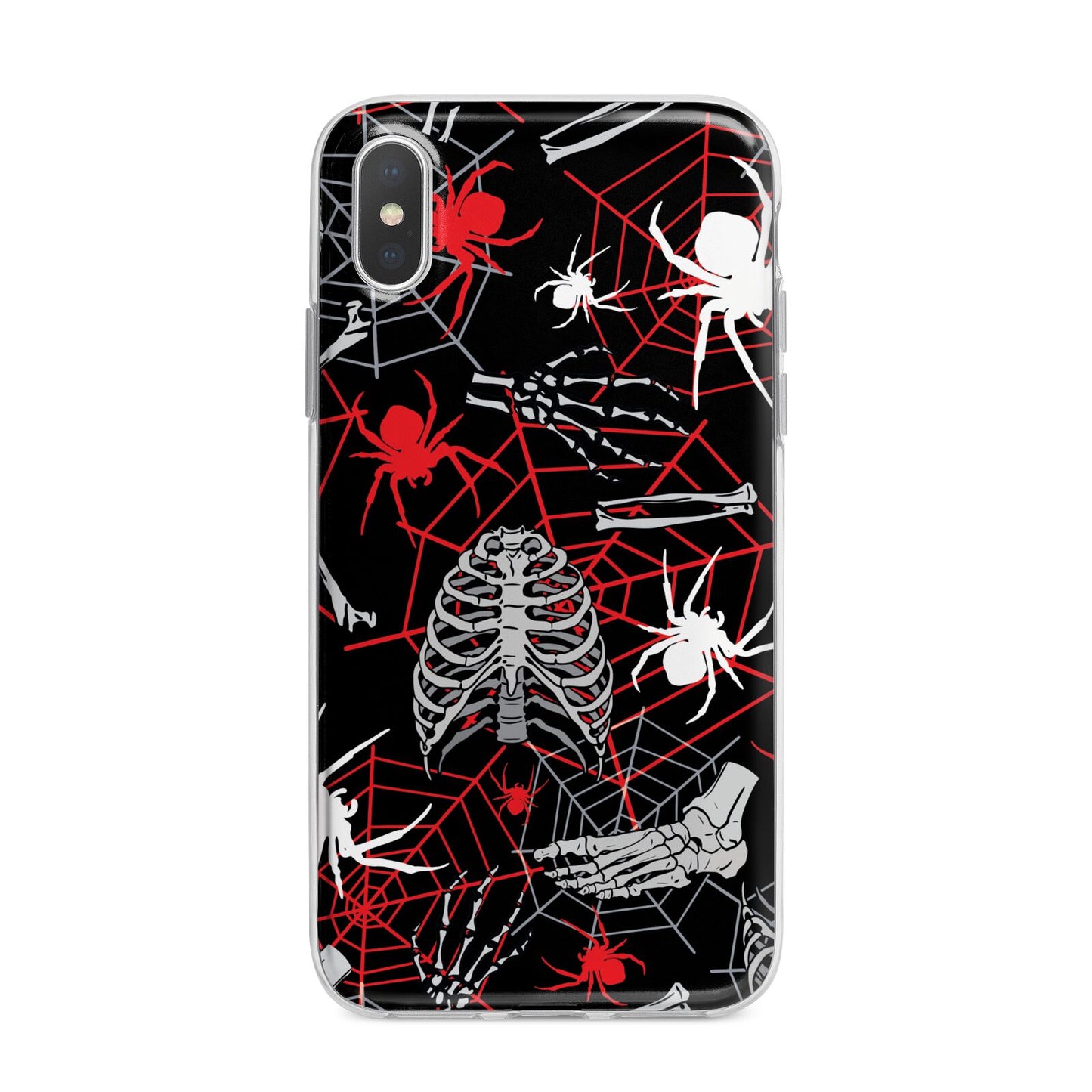Grey and Red Cobwebs iPhone X Bumper Case on Silver iPhone Alternative Image 1