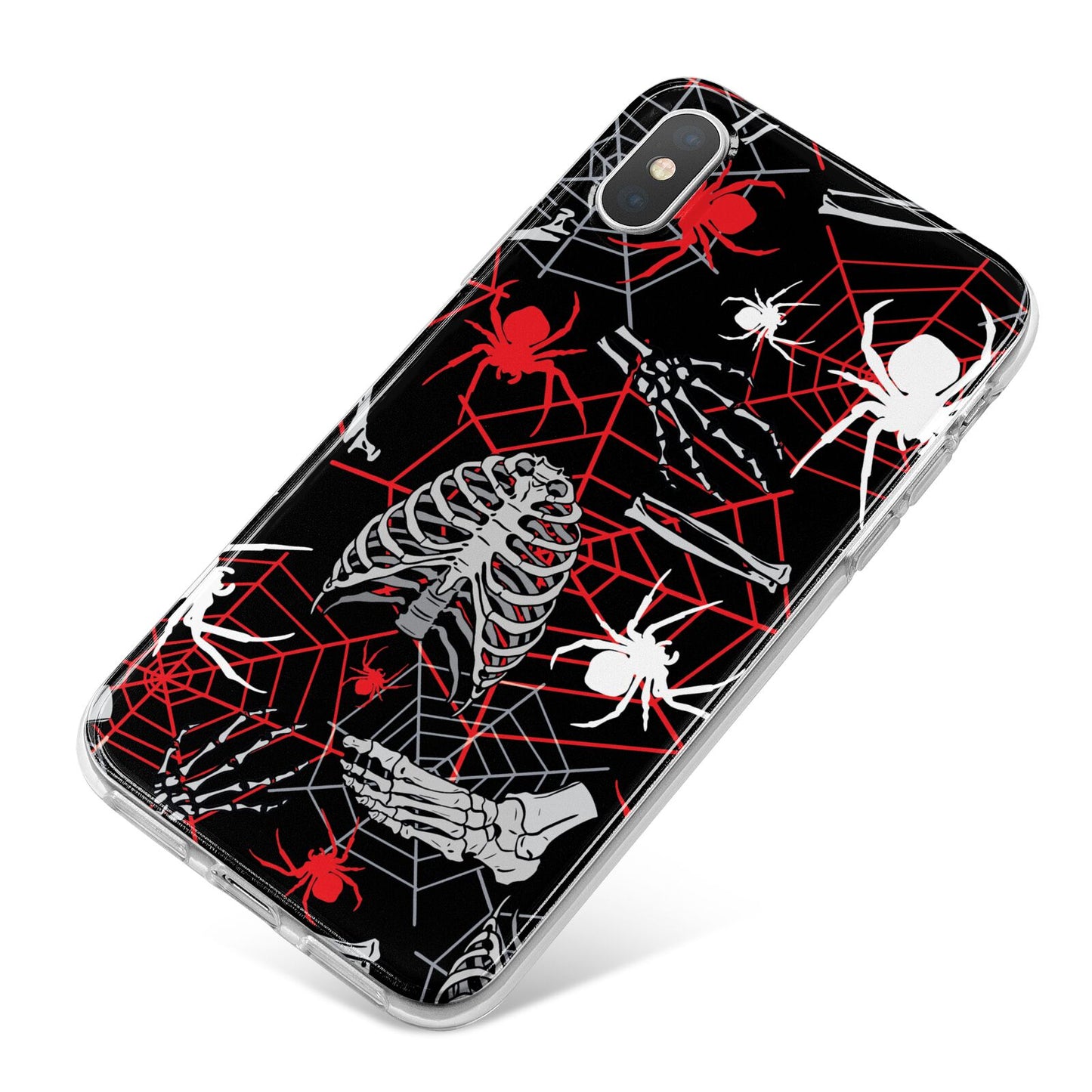 Grey and Red Cobwebs iPhone X Bumper Case on Silver iPhone
