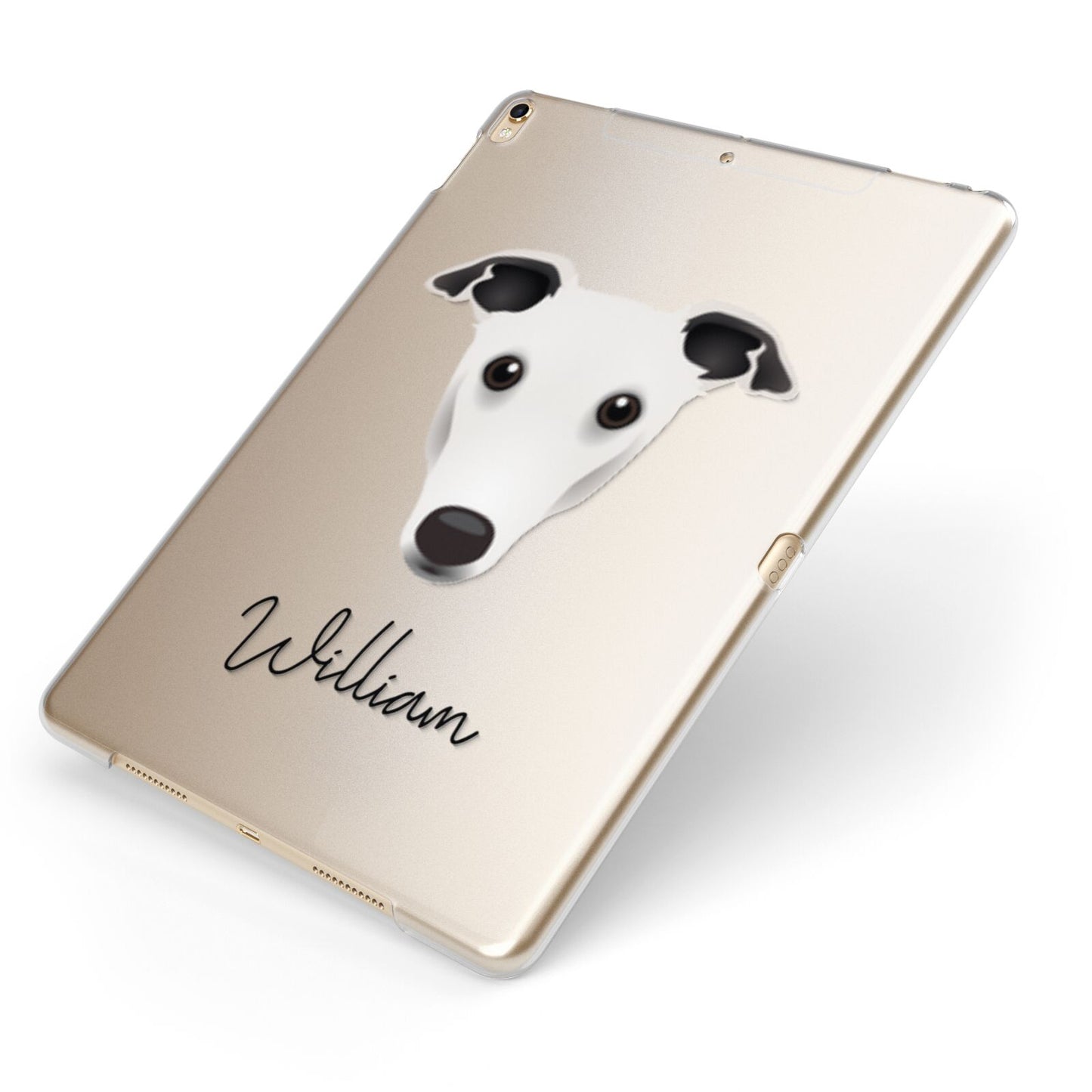 Greyhound Personalised Apple iPad Case on Gold iPad Side View