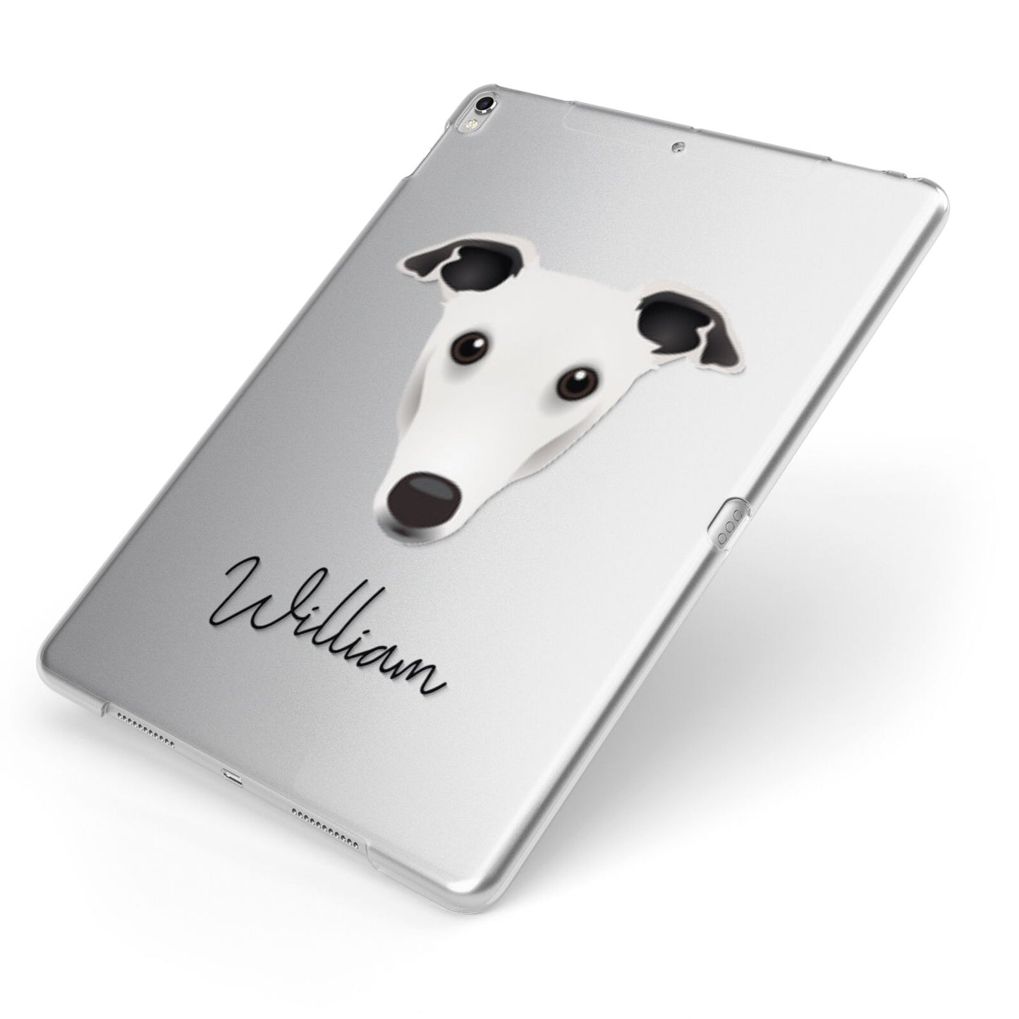 Greyhound Personalised Apple iPad Case on Silver iPad Side View