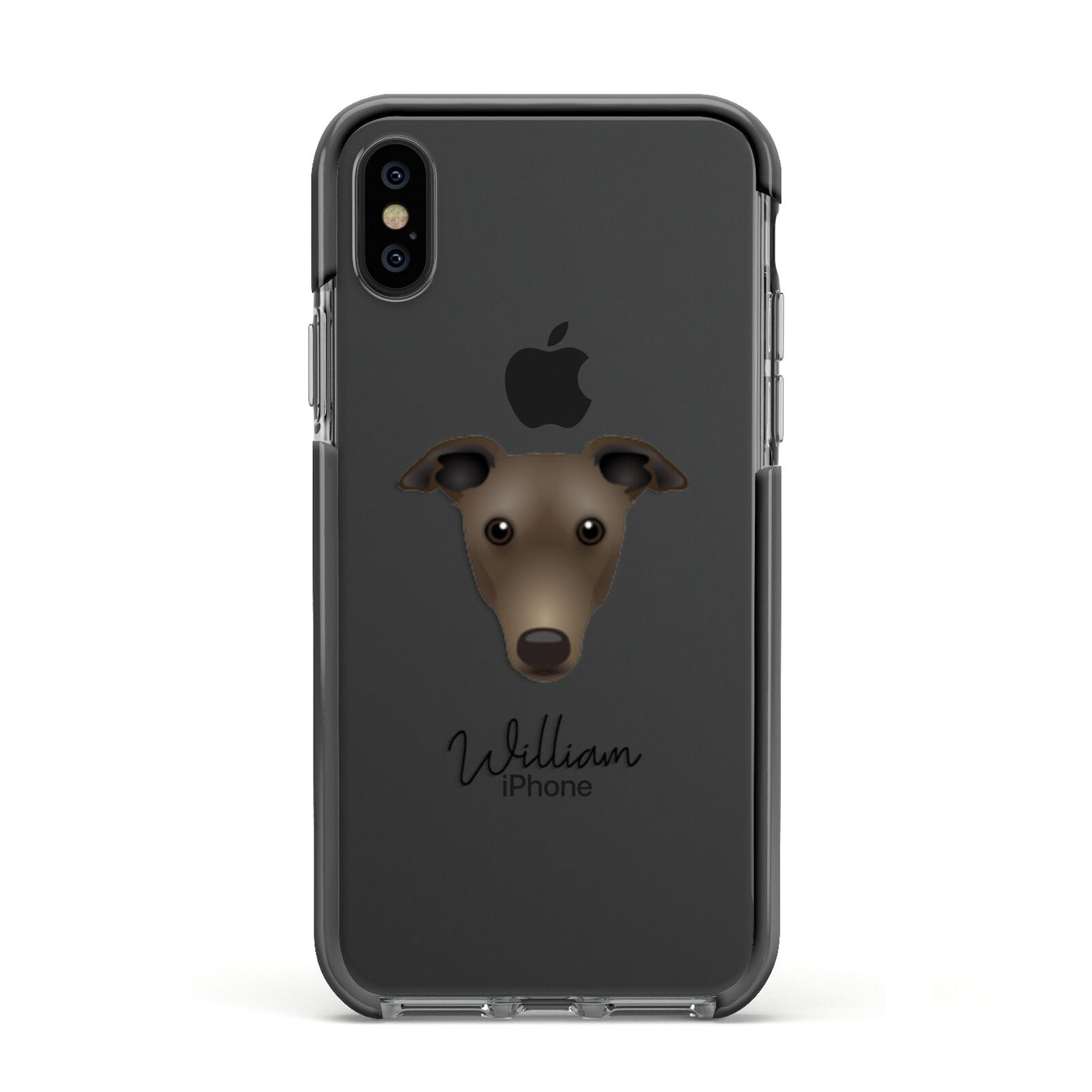 Greyhound Personalised Apple iPhone Xs Impact Case Black Edge on Black Phone