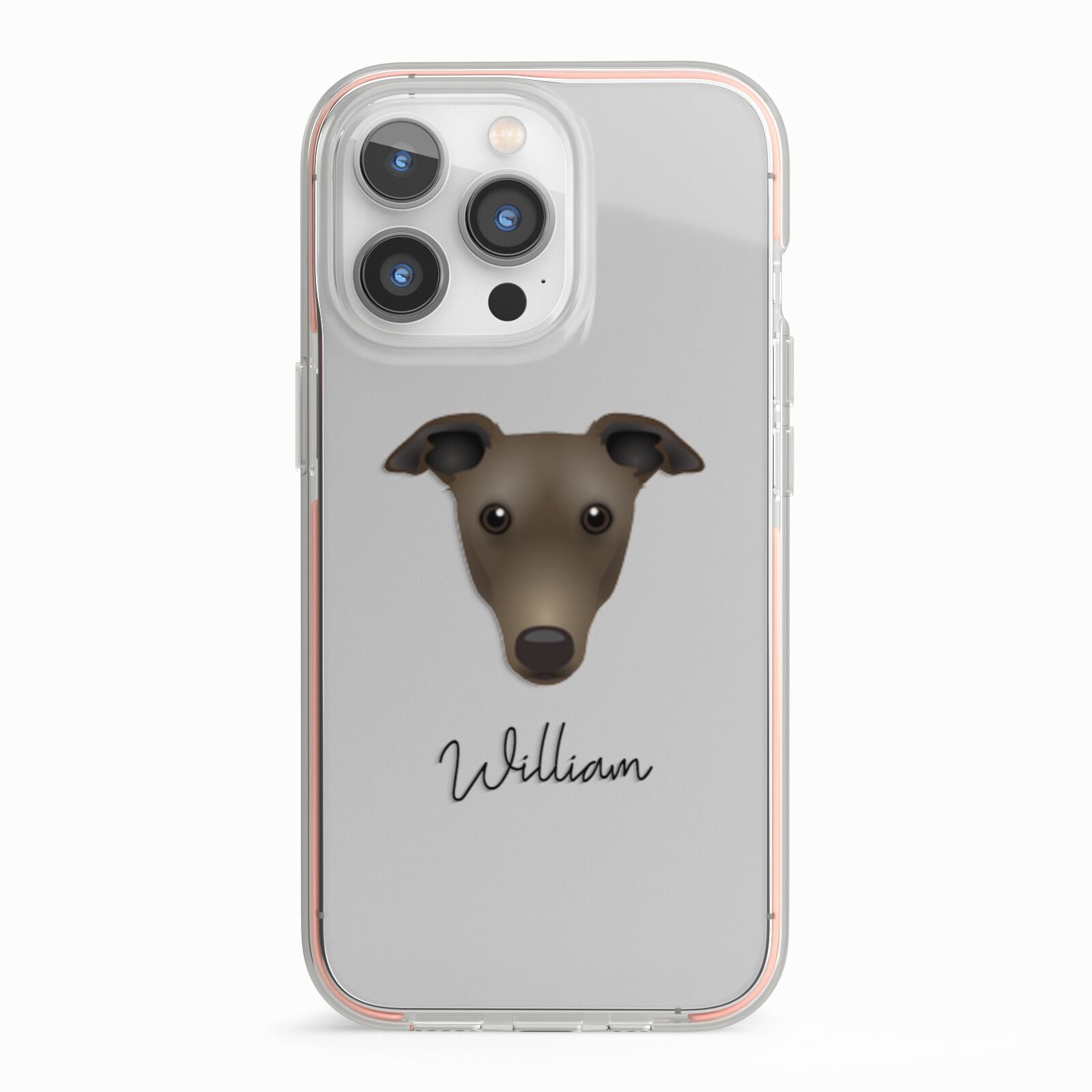 Greyhound Personalised iPhone 13 Pro TPU Impact Case with Pink Edges