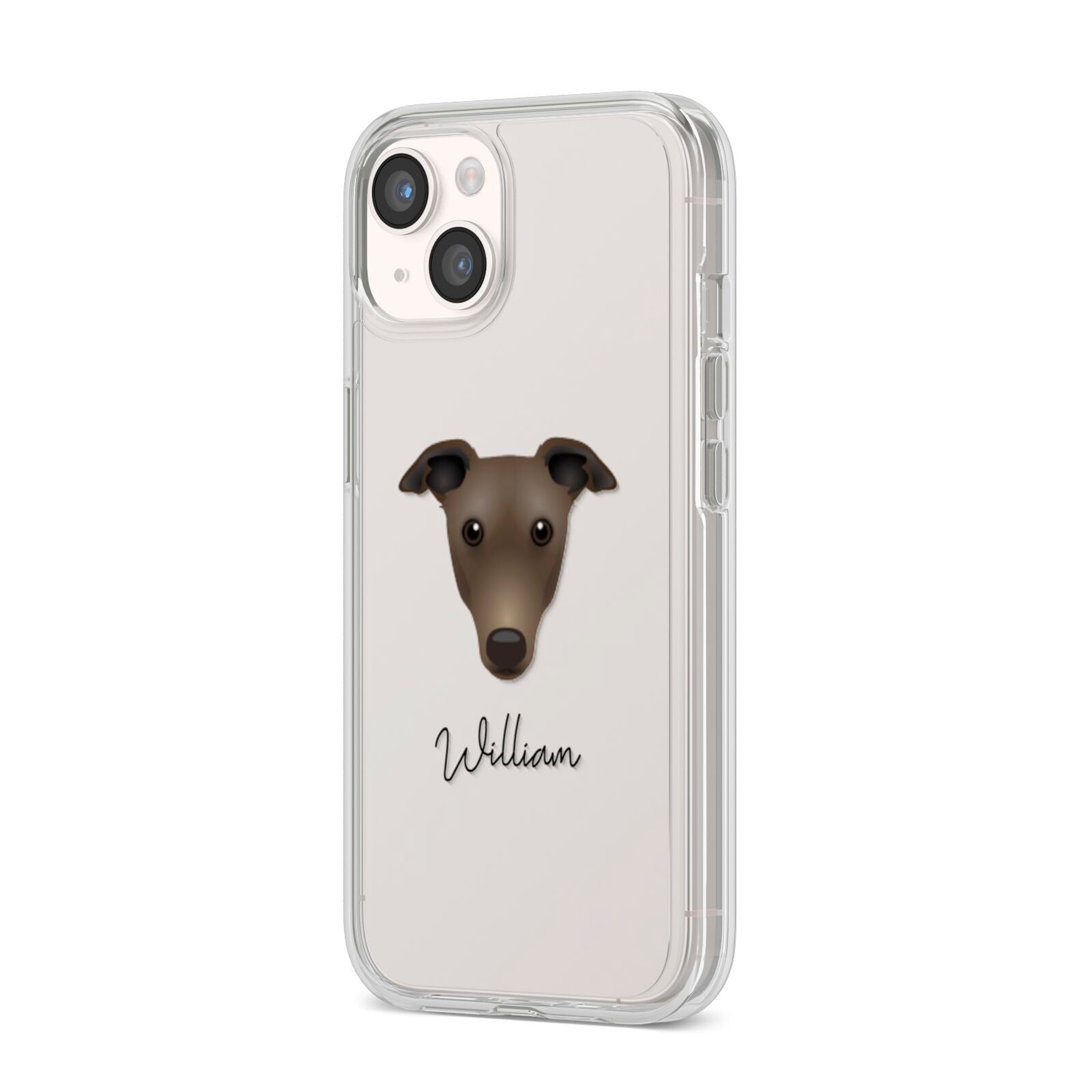 Greyhound Personalised iPhone 14 Clear Tough Case Starlight Angled Image