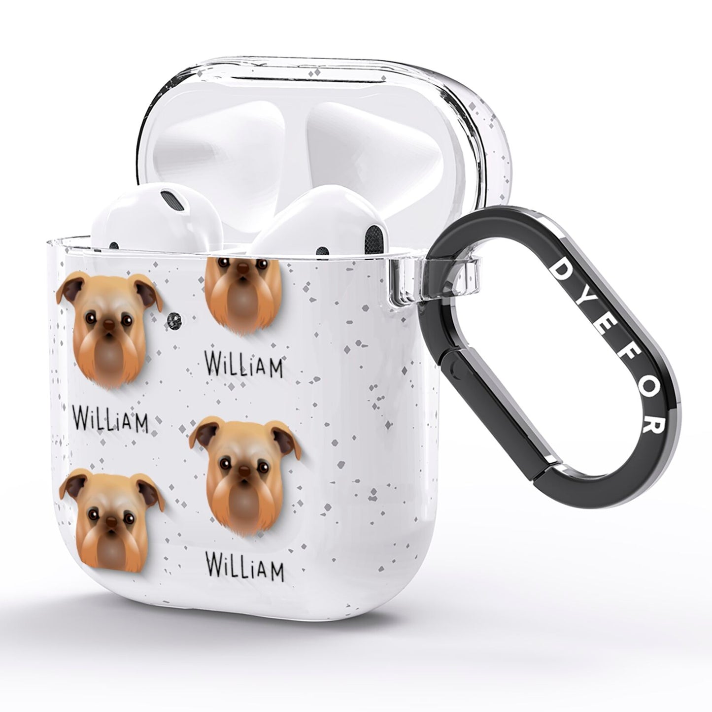 Griffon Bruxellois Icon with Name AirPods Glitter Case Side Image