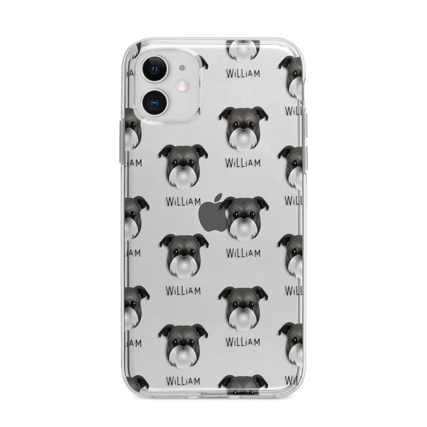 Griffon Bruxellois Icon with Name Apple iPhone 11 in White with Bumper Case