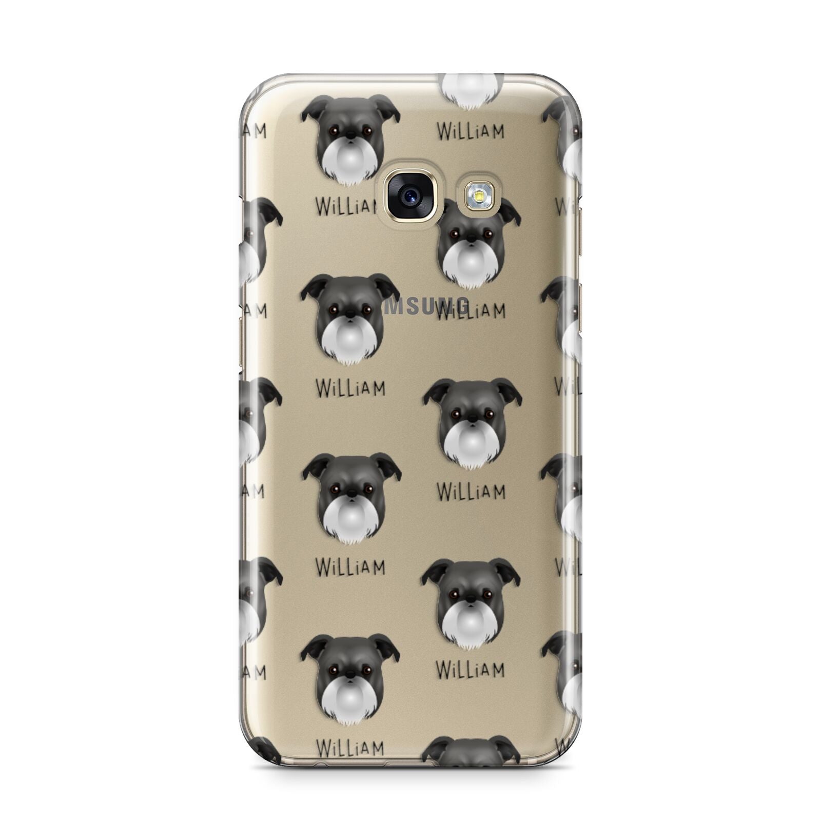 Griffon Bruxellois Icon with Name Samsung Galaxy A3 2017 Case on gold phone
