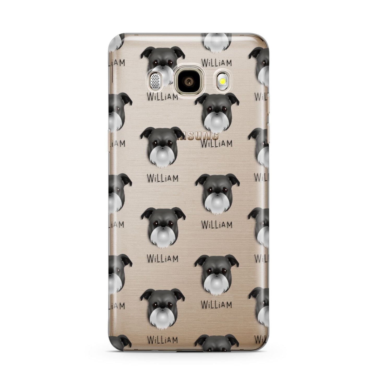 Griffon Bruxellois Icon with Name Samsung Galaxy J7 2016 Case on gold phone
