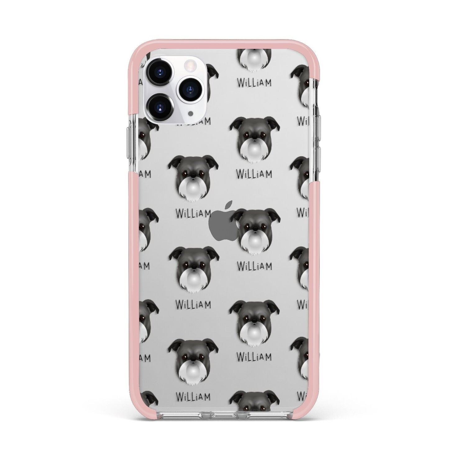 Griffon Bruxellois Icon with Name iPhone 11 Pro Max Impact Pink Edge Case
