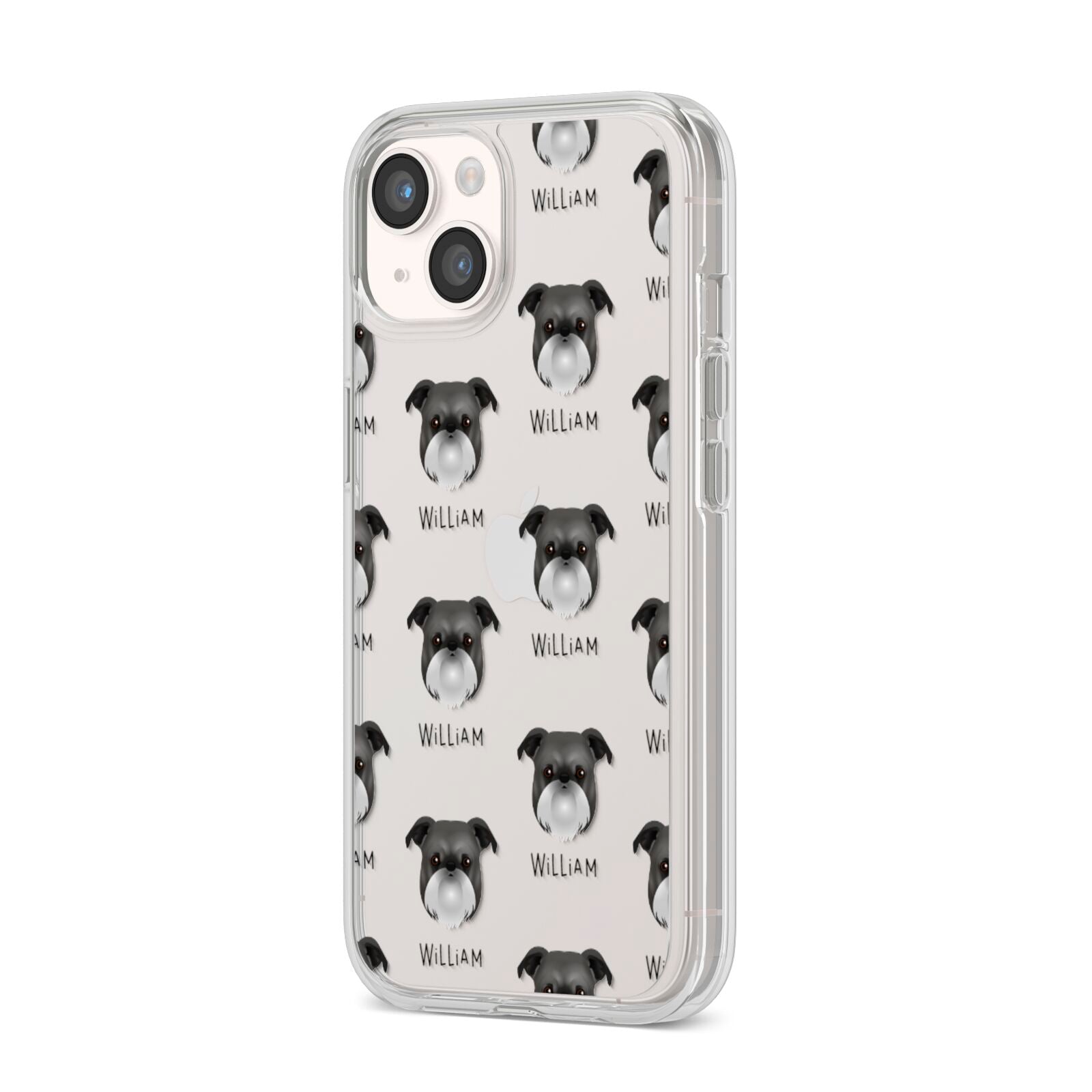 Griffon Bruxellois Icon with Name iPhone 14 Clear Tough Case Starlight Angled Image