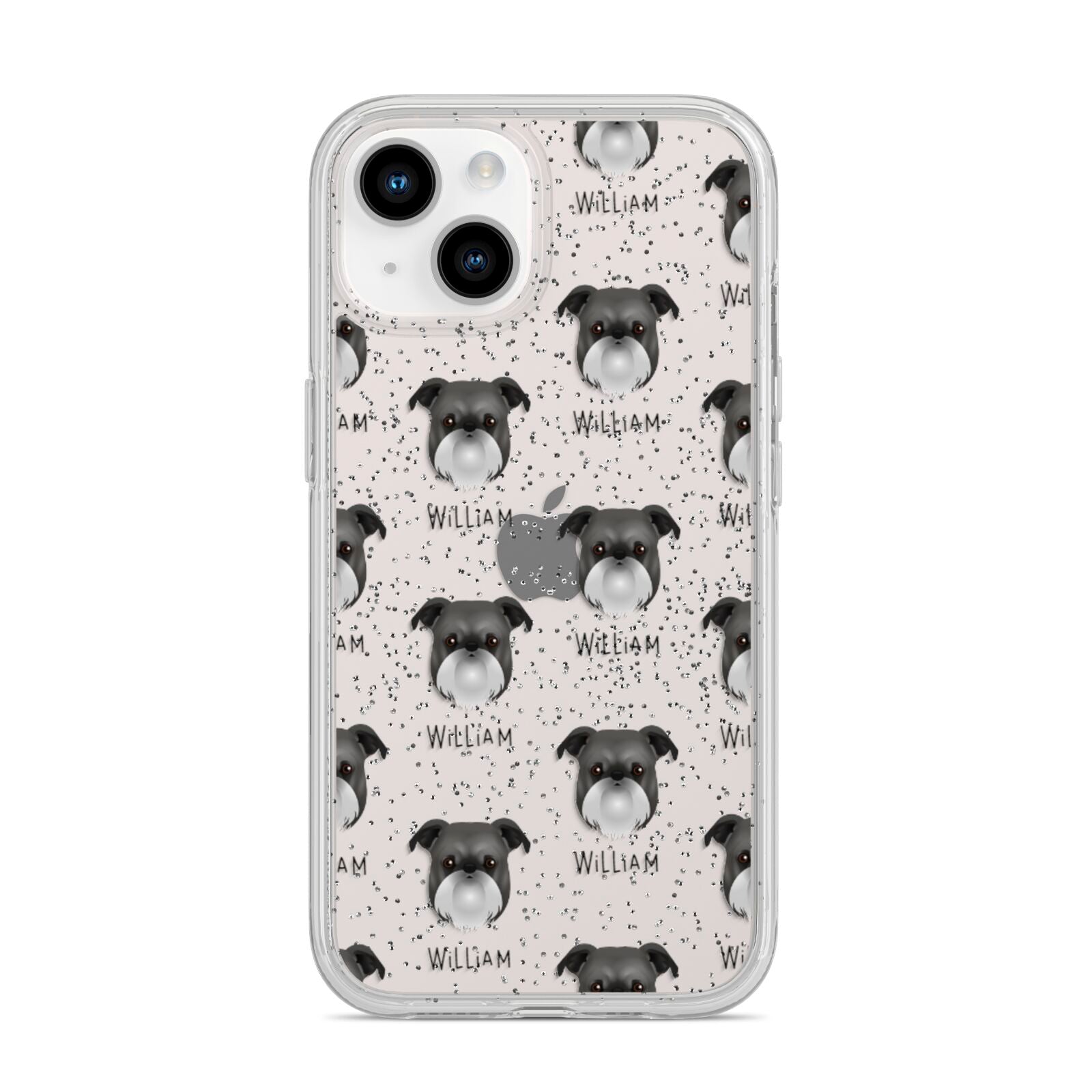 Griffon Bruxellois Icon with Name iPhone 14 Glitter Tough Case Starlight