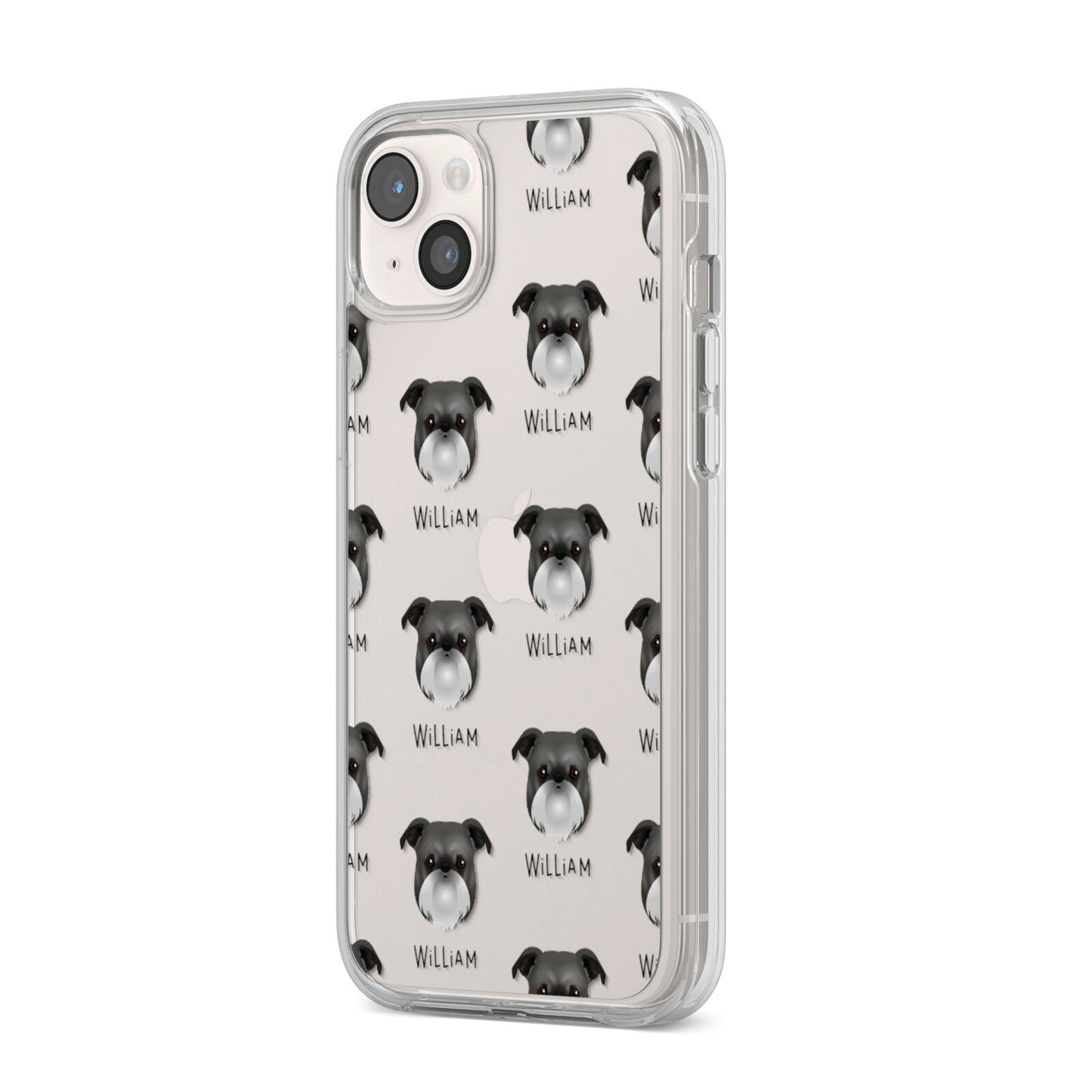 Griffon Bruxellois Icon with Name iPhone 14 Plus Clear Tough Case Starlight Angled Image