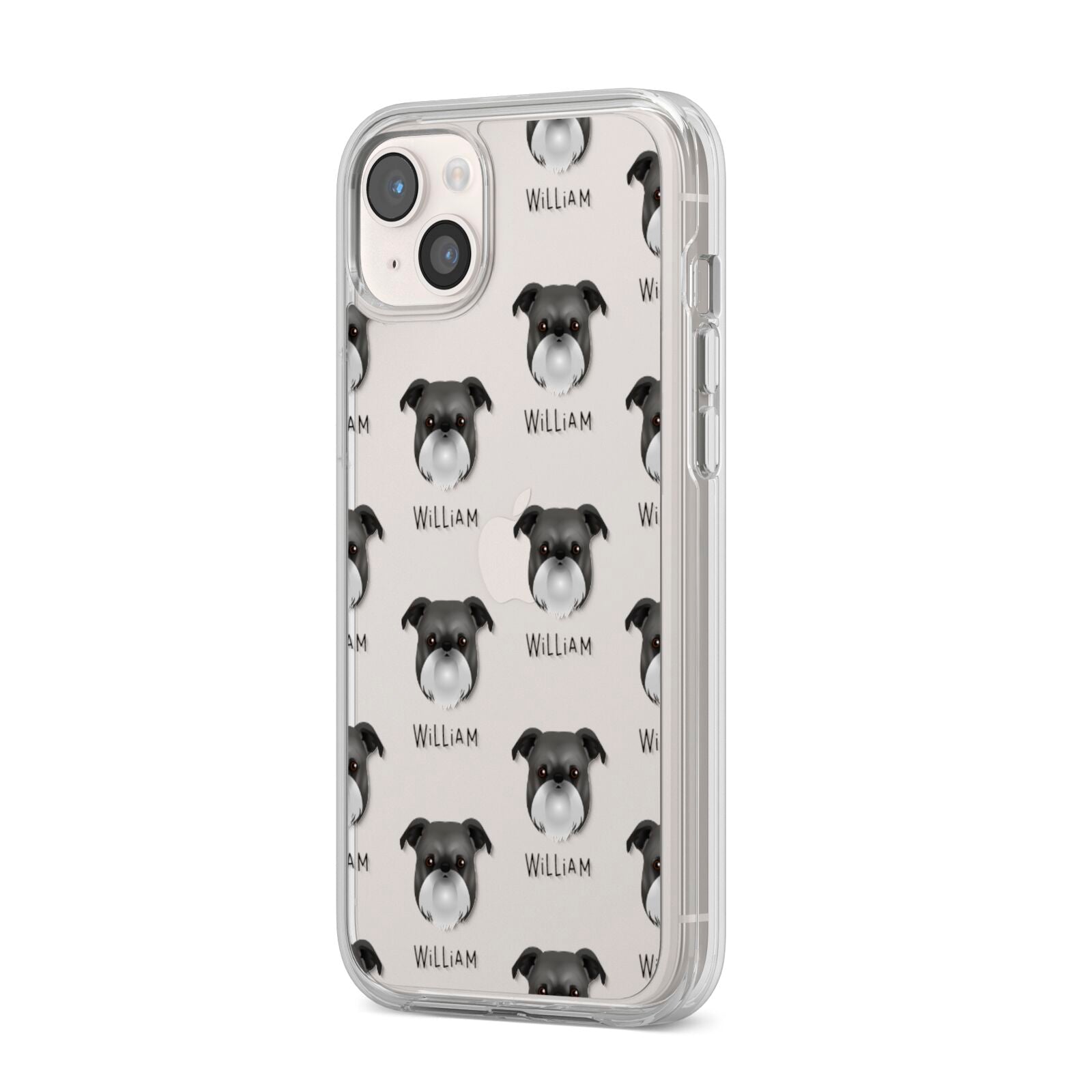 Griffon Bruxellois Icon with Name iPhone 14 Plus Clear Tough Case Starlight Angled Image