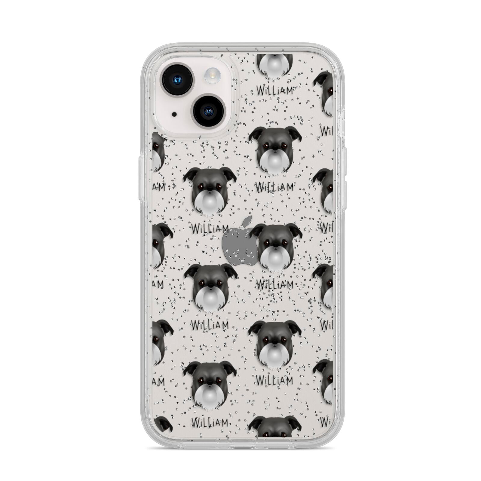 Griffon Bruxellois Icon with Name iPhone 14 Plus Glitter Tough Case Starlight