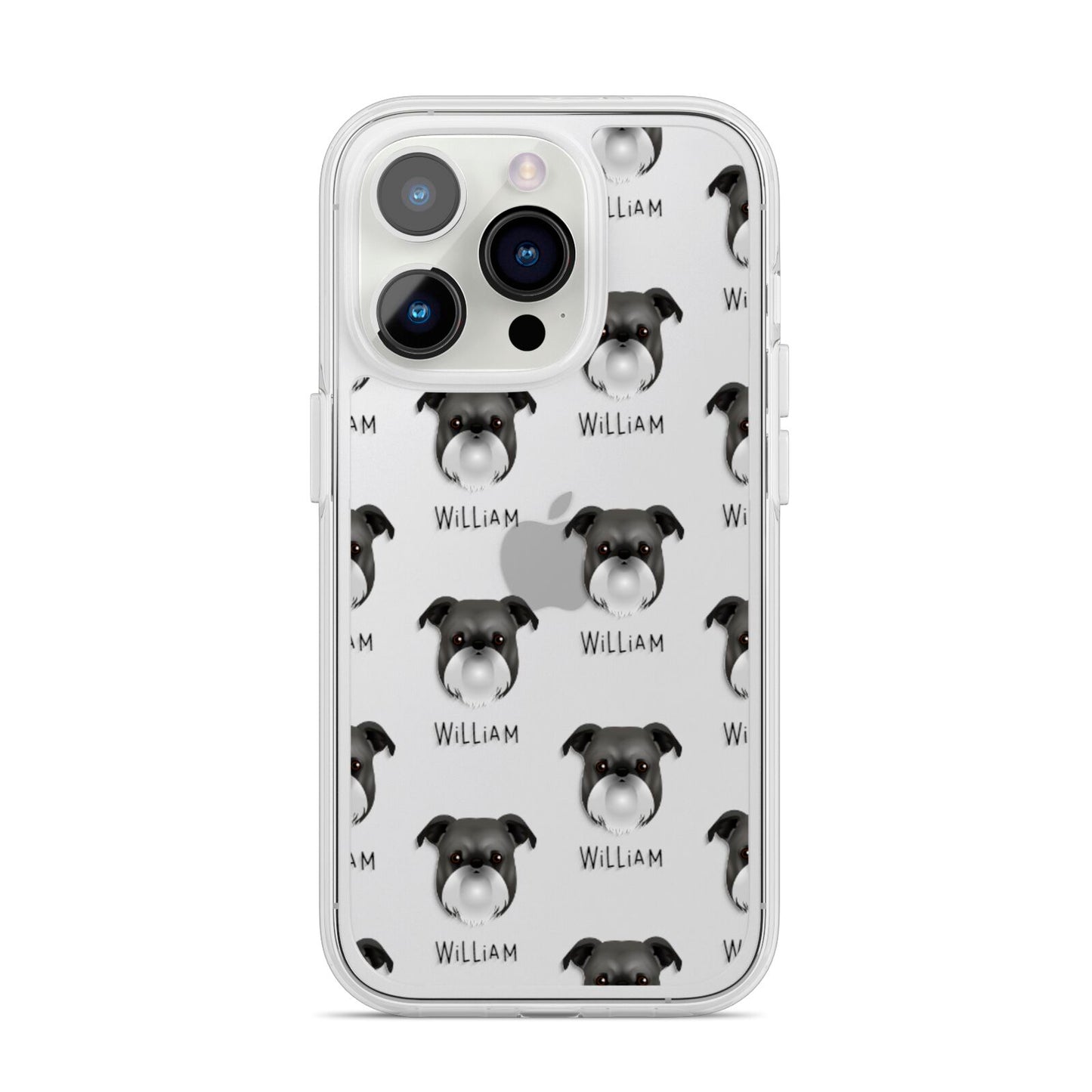 Griffon Bruxellois Icon with Name iPhone 14 Pro Clear Tough Case Silver