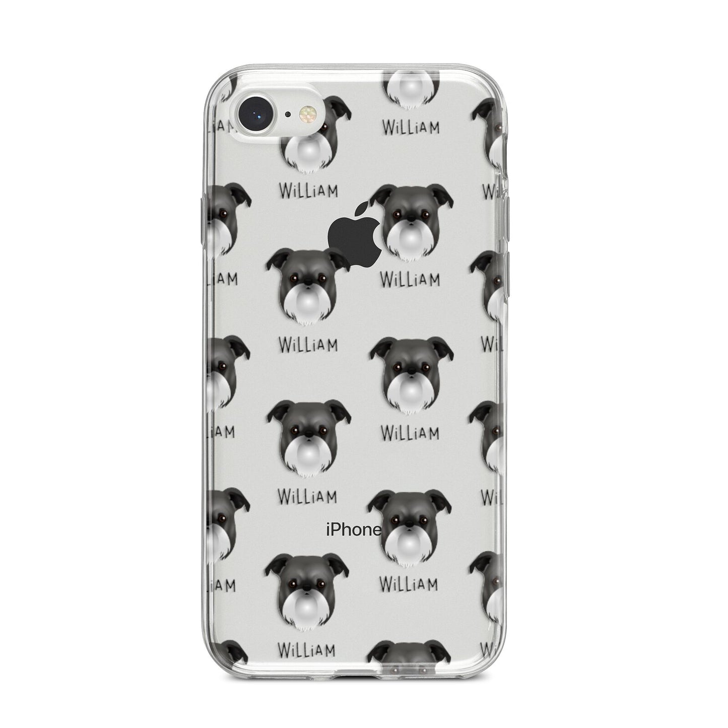 Griffon Bruxellois Icon with Name iPhone 8 Bumper Case on Silver iPhone