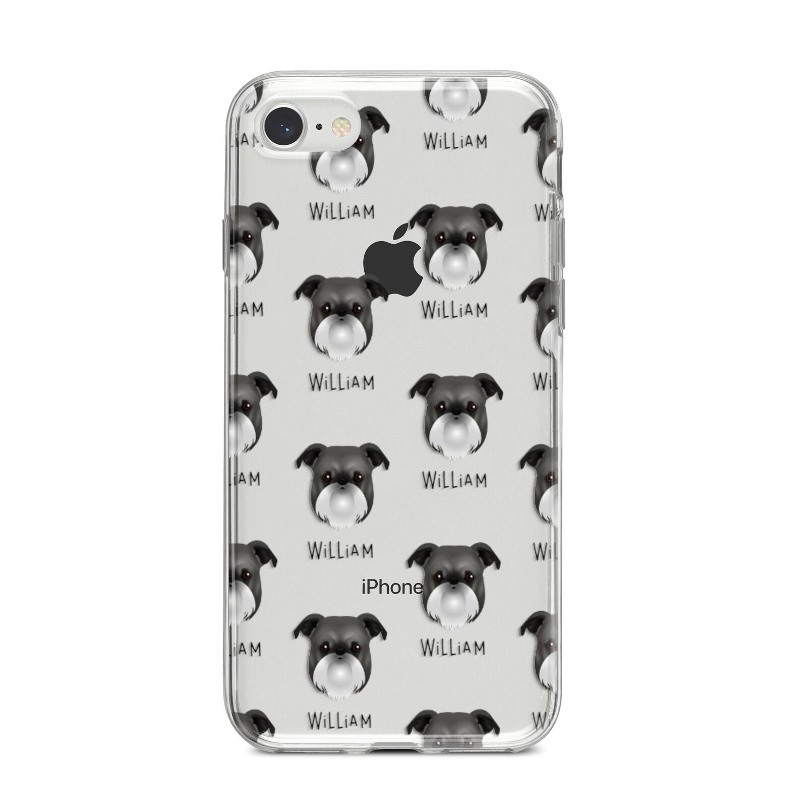 Griffon Bruxellois Icon with Name iPhone 8 Bumper Case on Silver iPhone