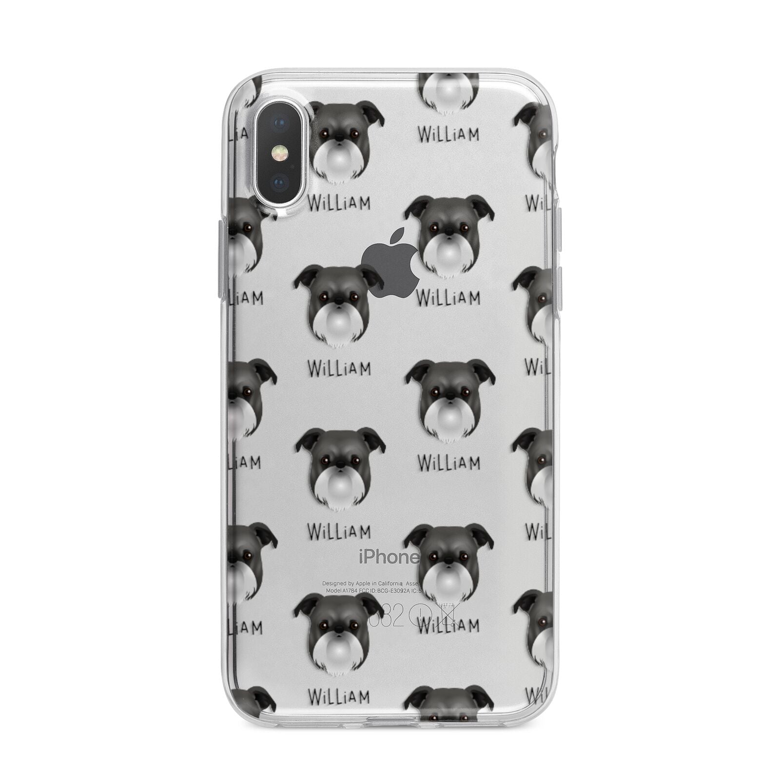 Griffon Bruxellois Icon with Name iPhone X Bumper Case on Silver iPhone Alternative Image 1
