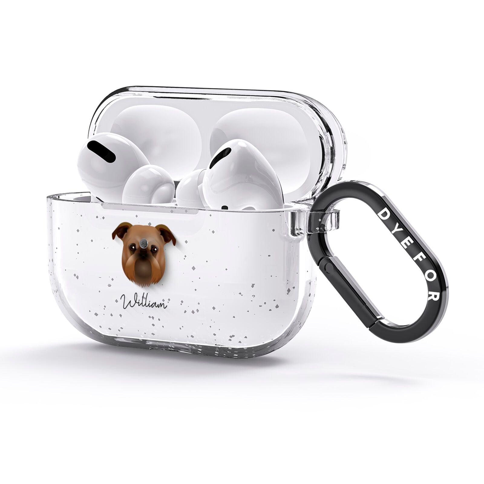 Griffon Bruxellois Personalised AirPods Glitter Case 3rd Gen Side Image