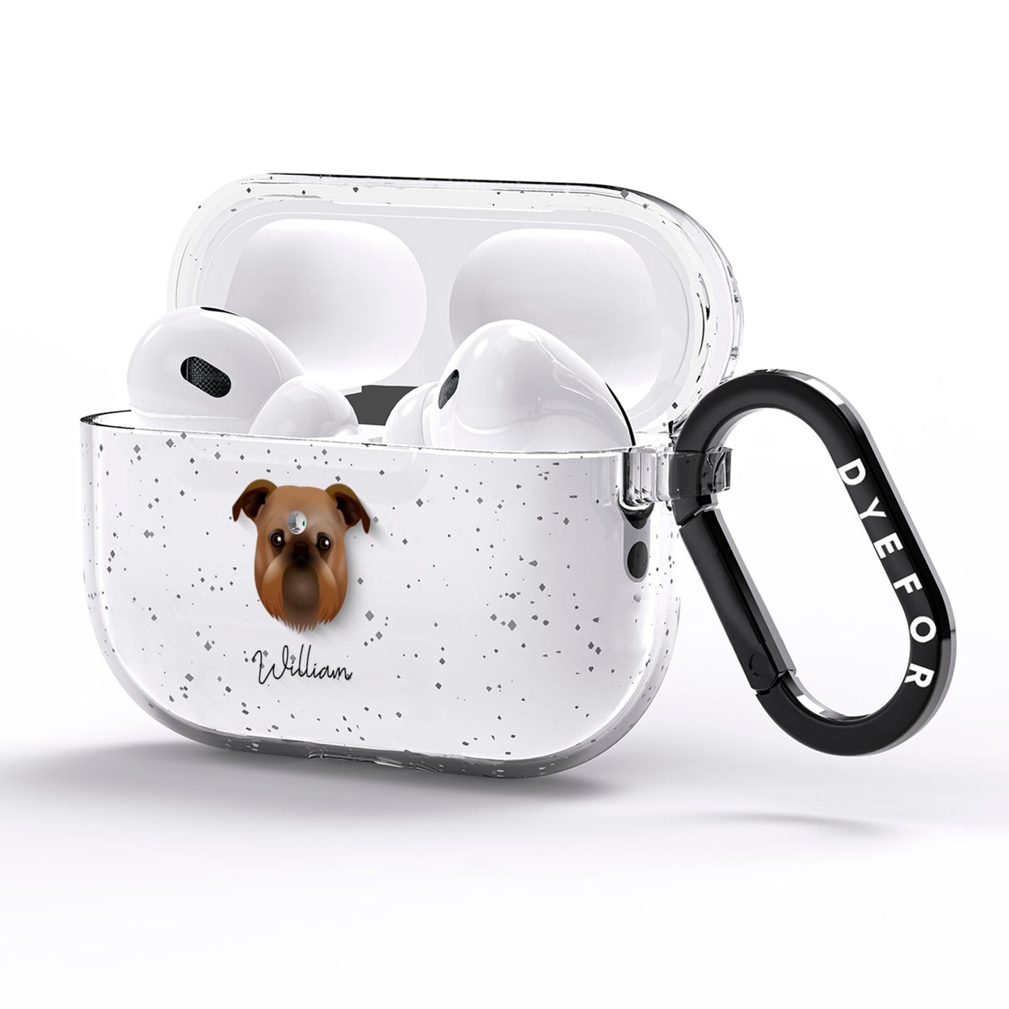 Griffon Bruxellois Personalised AirPods Pro Glitter Case Side Image