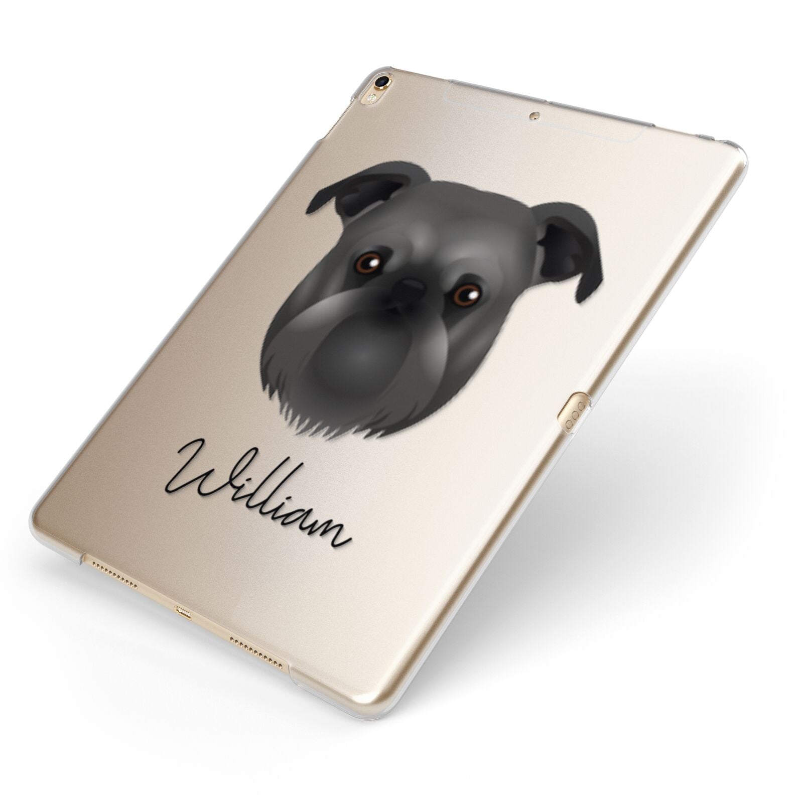 Griffon Bruxellois Personalised Apple iPad Case on Gold iPad Side View