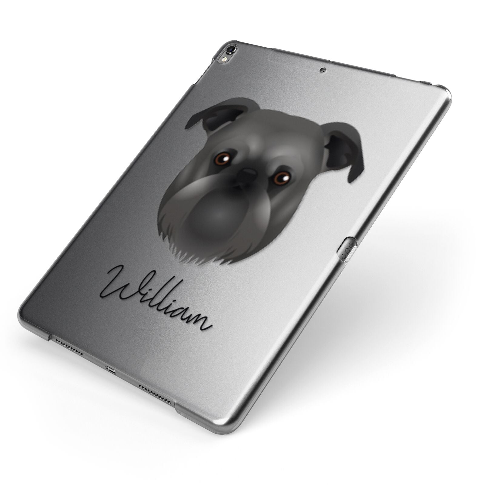 Griffon Bruxellois Personalised Apple iPad Case on Grey iPad Side View