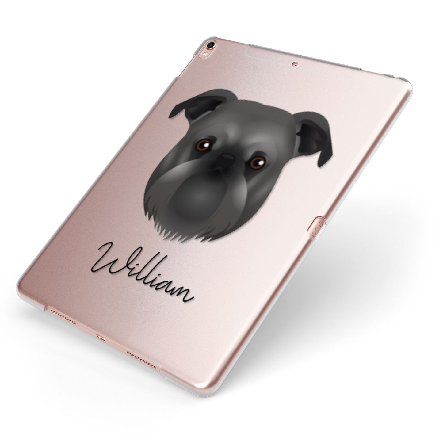 Griffon Bruxellois Personalised Apple iPad Case on Rose Gold iPad Side View