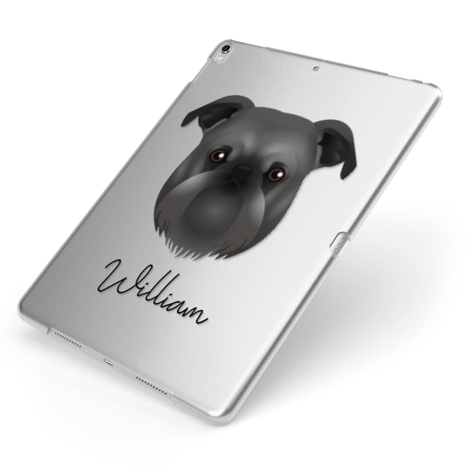 Griffon Bruxellois Personalised Apple iPad Case on Silver iPad Side View