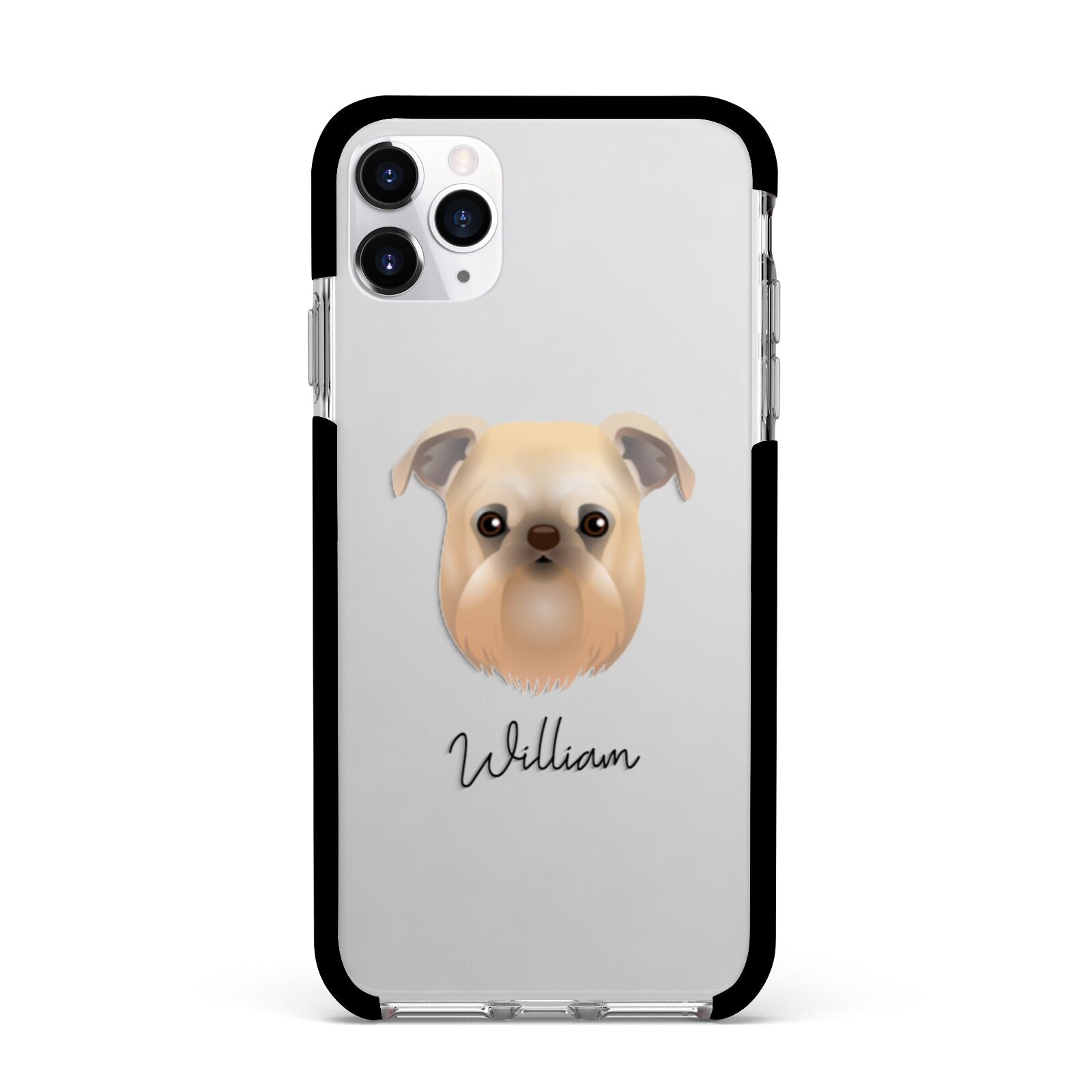 Griffon Bruxellois Personalised Apple iPhone 11 Pro Max in Silver with Black Impact Case