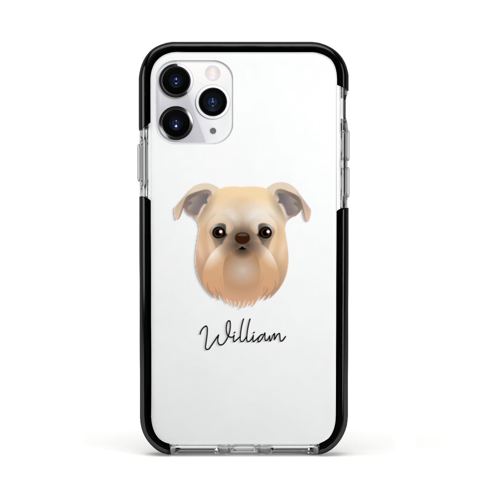 Griffon Bruxellois Personalised Apple iPhone 11 Pro in Silver with Black Impact Case